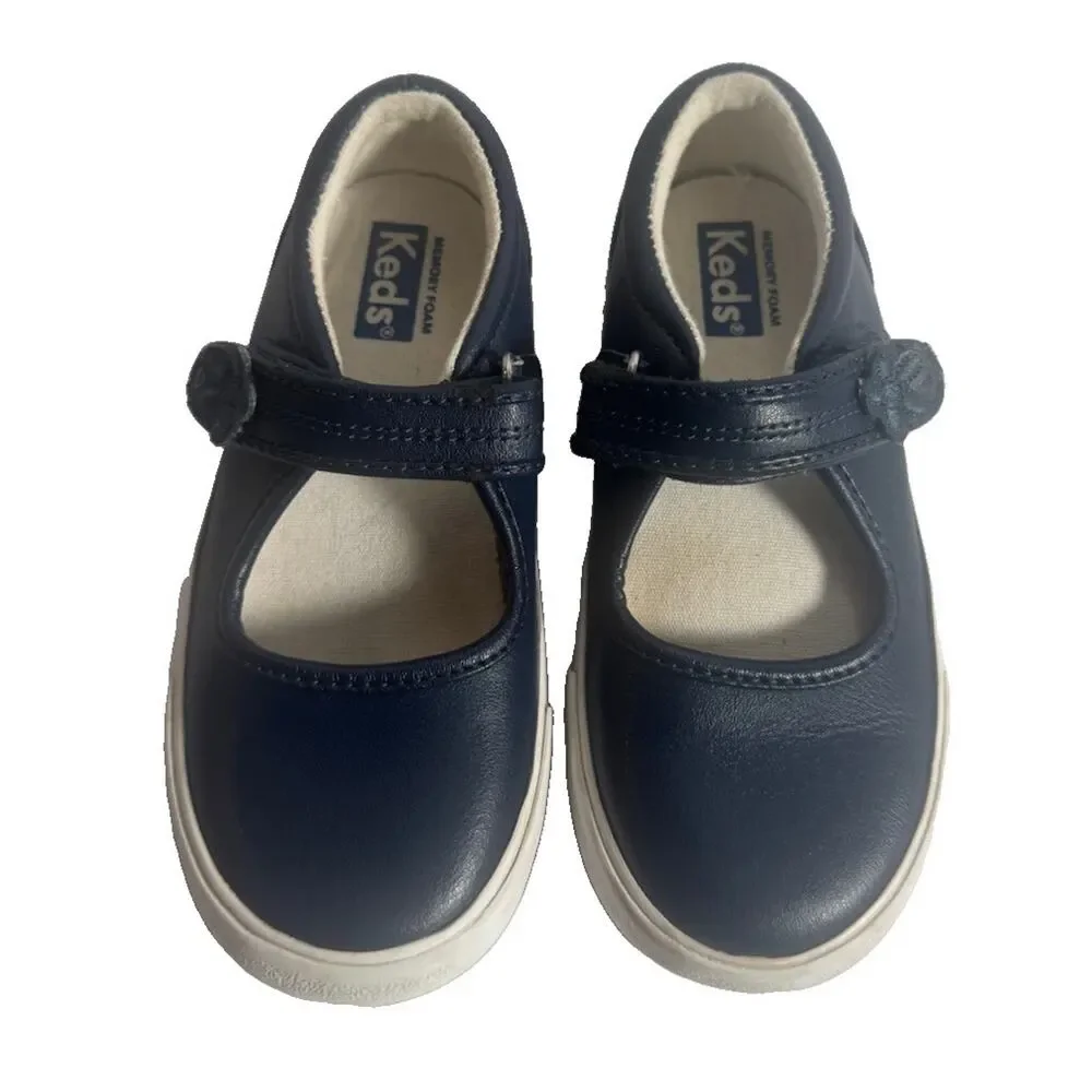 Keds Girls Navy Mary Jane Sneakers Hook Loop School Shoes Youth Size 12
